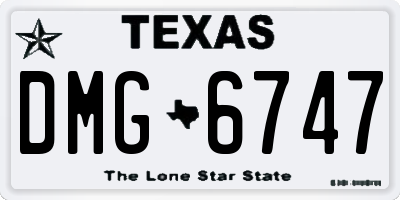 TX license plate DMG6747