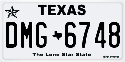 TX license plate DMG6748
