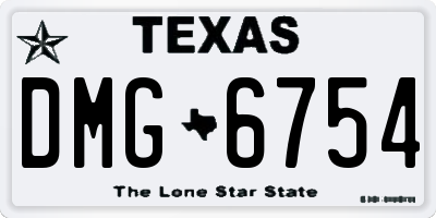 TX license plate DMG6754