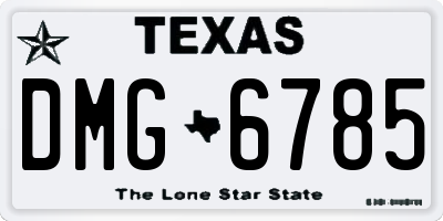 TX license plate DMG6785