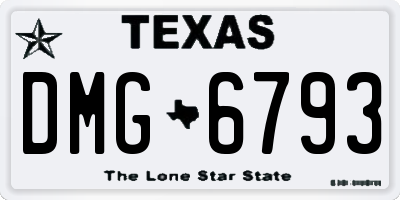 TX license plate DMG6793
