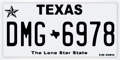 TX license plate DMG6978