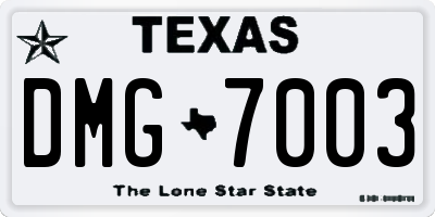 TX license plate DMG7003