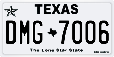 TX license plate DMG7006