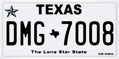 TX license plate DMG7008