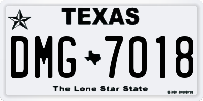 TX license plate DMG7018