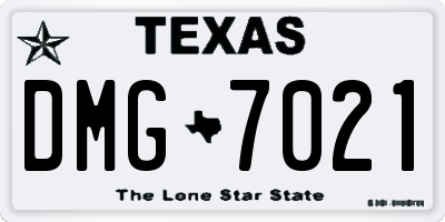 TX license plate DMG7021