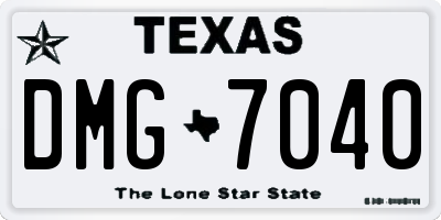 TX license plate DMG7040