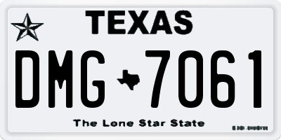 TX license plate DMG7061