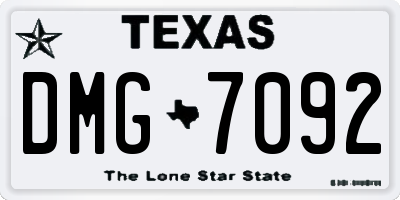 TX license plate DMG7092