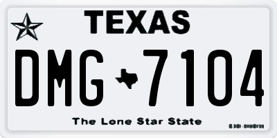 TX license plate DMG7104