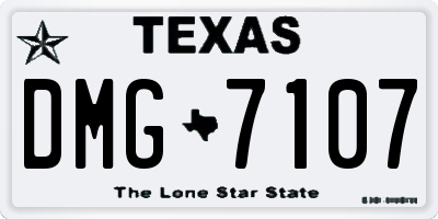 TX license plate DMG7107
