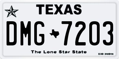 TX license plate DMG7203