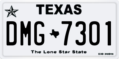 TX license plate DMG7301