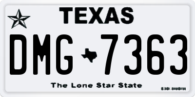 TX license plate DMG7363