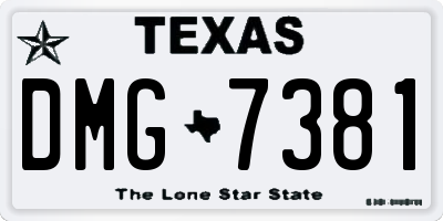 TX license plate DMG7381