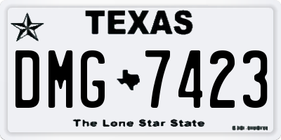 TX license plate DMG7423