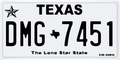 TX license plate DMG7451