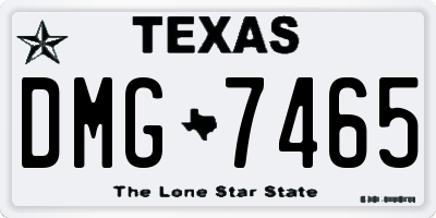 TX license plate DMG7465