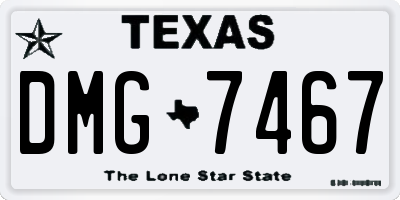 TX license plate DMG7467