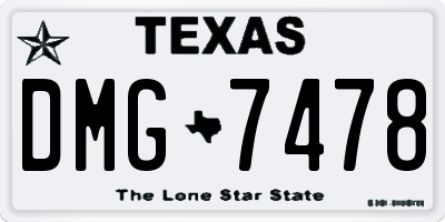 TX license plate DMG7478