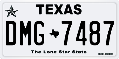 TX license plate DMG7487