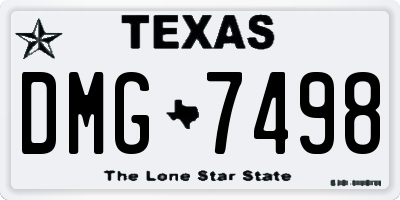 TX license plate DMG7498