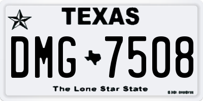 TX license plate DMG7508