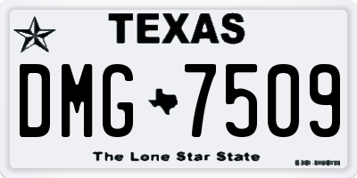 TX license plate DMG7509