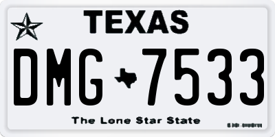 TX license plate DMG7533