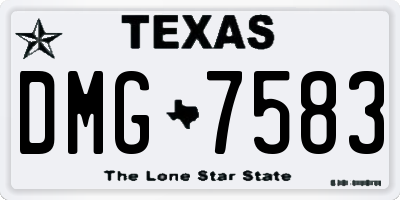 TX license plate DMG7583