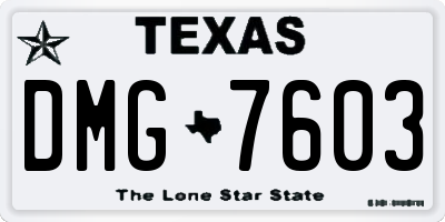 TX license plate DMG7603