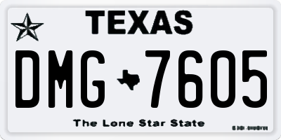 TX license plate DMG7605