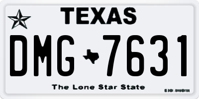TX license plate DMG7631