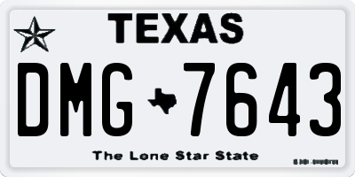 TX license plate DMG7643