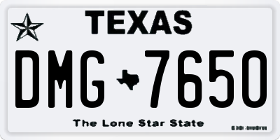 TX license plate DMG7650
