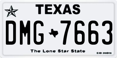 TX license plate DMG7663