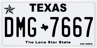 TX license plate DMG7667