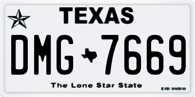TX license plate DMG7669