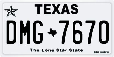 TX license plate DMG7670