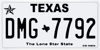 TX license plate DMG7792