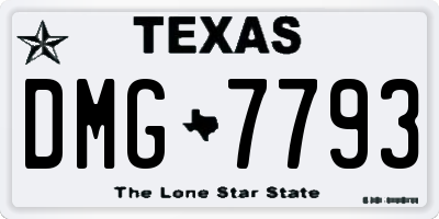TX license plate DMG7793