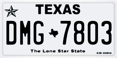TX license plate DMG7803
