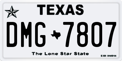 TX license plate DMG7807