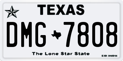 TX license plate DMG7808