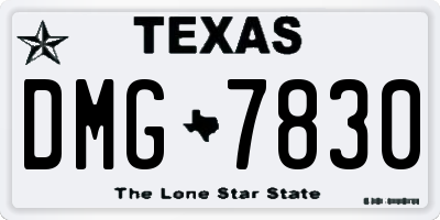 TX license plate DMG7830