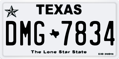 TX license plate DMG7834