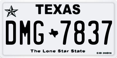 TX license plate DMG7837