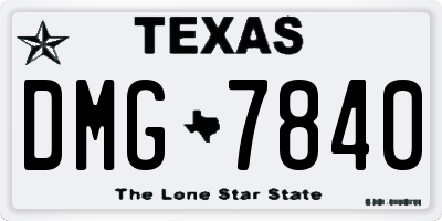 TX license plate DMG7840