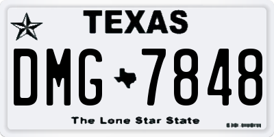 TX license plate DMG7848